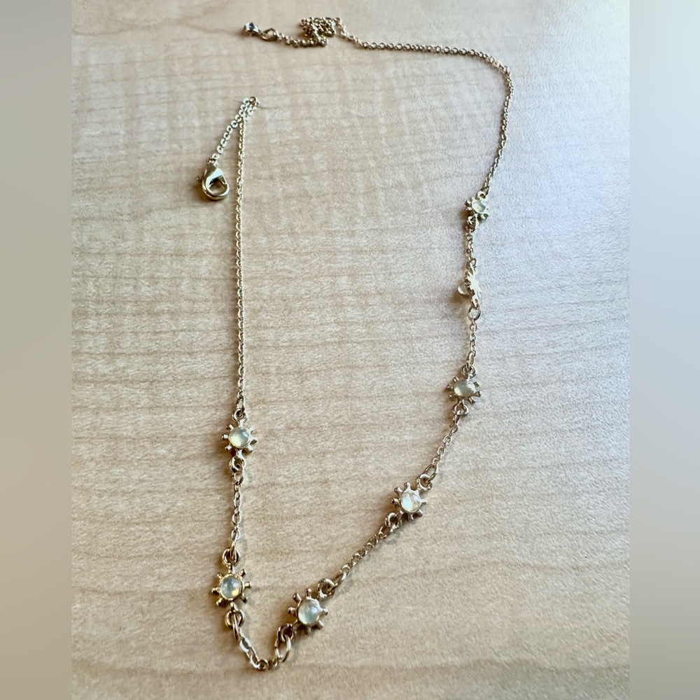 Gold Toned Suns Necklace with Stones